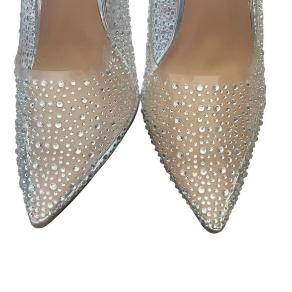 Steve Madden Women's 6.5 Rhinestone Clear Pointed Toe 4.5 In Heels - Picture 3 of 10